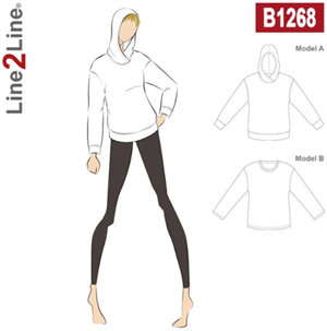 Line2Line snitmønster - B1268 Løs hættetrøje med sænket skulder